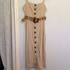 Forever 21 Linen Belted Midi Dress